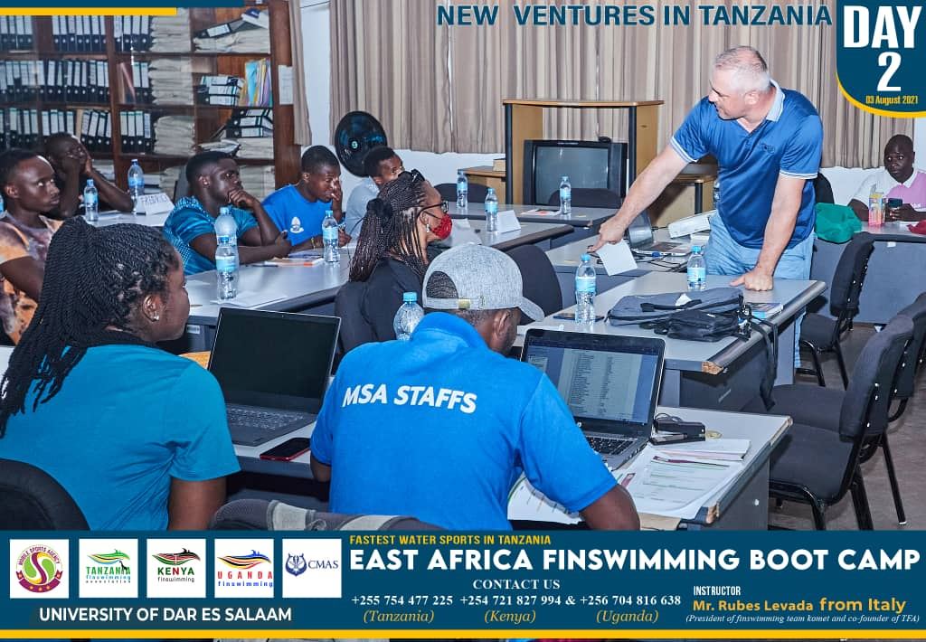 Theory lesson at the East Africa Finswimming Boot Camp, University of Dar es Salaam